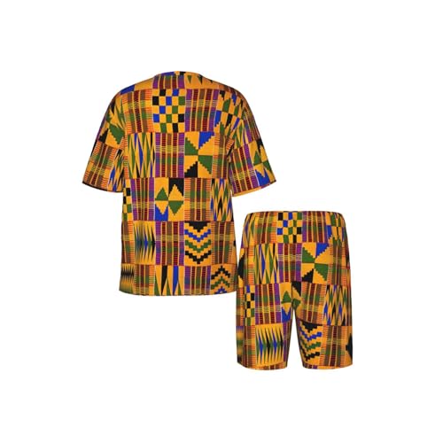 Pijama de dos piezas para hombre suave y transpirable con estampado étnico 6