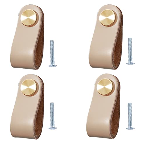4 Piezas Tiradores Cuero para Muebles Manija Del Gabinete de Cuero Tiradores Cajon Pomos de Piel para Armarios Pomos Decorativos para Muebles Colgantes