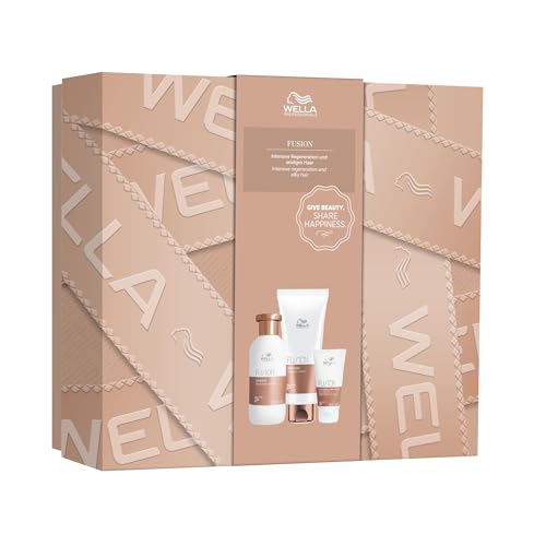 Wella Fusion Geschenkset – Professionelle Haarpflege für geschädigtes Haar von Wella Professionals – Shampoo + Conditioner + Haarmaske (250 + 200 + 75 ml)