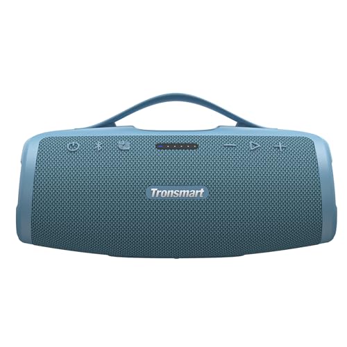 Tronsmart Mirtune S100 Bocina Bluetooth portátil, 50W de Graves impactantes y Agudos claros, Mango retráctil, Reproducción de 20 Horas, IPX7 Impermeable, Ecualizador Personalizado, Banco (Azul)