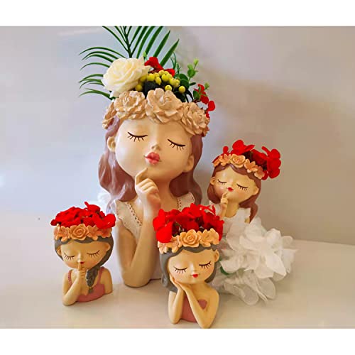 Aygrun Plantador pequeno de cabeça de fada, pacote com 3 vasos de suculentas, vaso de flores de rost