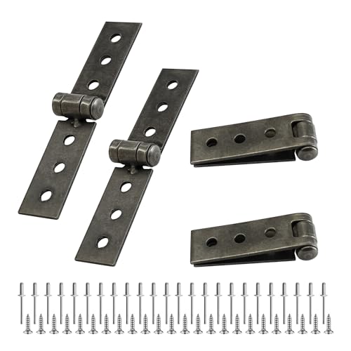 PDETVEO 4PCS Folding Butt Hinges Silver Stainless Steel Door Furniture Hinges Heavy Duty Small Strap Hinge for Cabinets DIY (84 * 16 * 1.5mm)