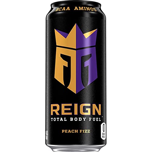 REIGN Boisson gazeuse saveur pêche avec BCAA, caféine, L-Arginine, vitamines, édulcorants peut 50 cl