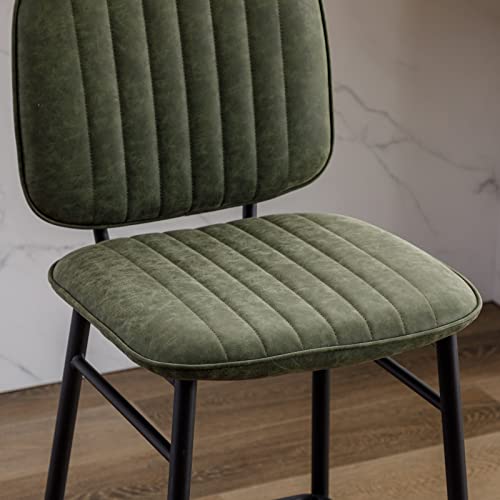 Duomay Mid Century Modern Bar Stools Set Of 2, 26" Counter Height Barstools With Back, Pu Leather Armless Kitchen Island Chair With Metal Legs For Dining Room Bar Coffee Shop, Green #TOP6