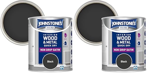 Image of Johnstone's 303913 One coat Satin Black, 750 ml (Pack of 2)