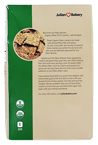 Julian Bakery Paleo Thin Crackers | Salt & Pepper | Usda Organic | Gluten-Free | Grain-Free | Gmo Free | Low Carb | 1 Pack #TOP2