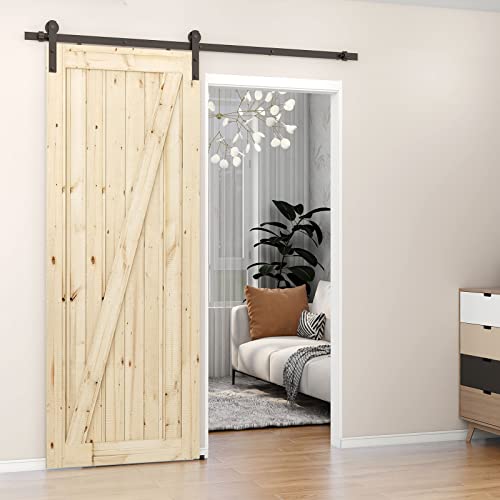 Ccjh 6 Feet Heavy Duty Sturdy Sliding Barn Door Hardware Kit -Smoothly And Quietly -Easy To Install Fit 36" Wide Door Panel (I Shape Hanger) #TOP1