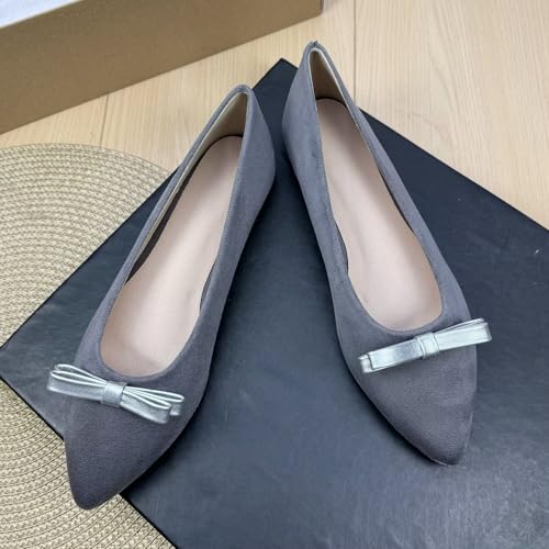 Hee grand Women's Pointed Toe Bowknot Ballet Flats Comfortable Slip-On Dressy Shoes for Work2