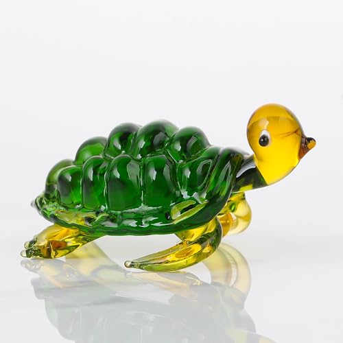 Qianwei Regalos de decoración de tortuga marina de cristales verdes para mujeres, figuras de tortuga de cristal, regalos para los amantes de las tortugas, decoración de tortugas marinas, estatua