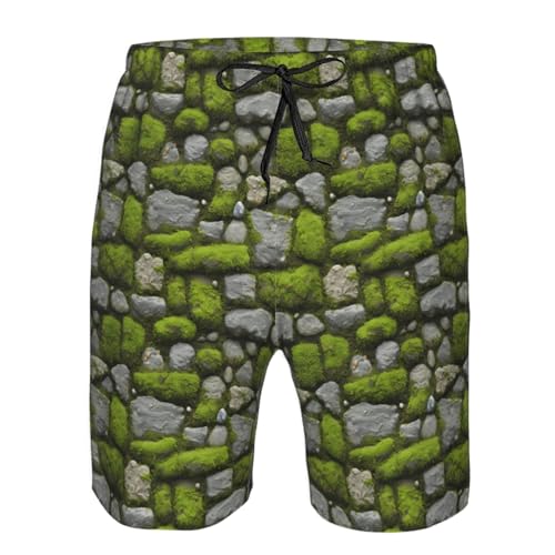 Moss Stone Pavement Print Stylish Beach Shorts Swim Trunks Lightweight Breathable Summer Outdoor Activities4