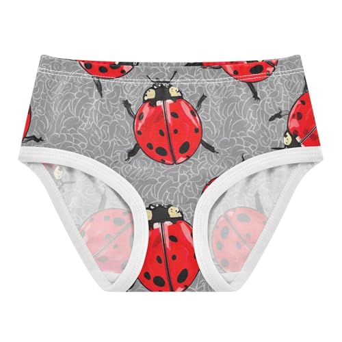 Cute Red Ladybugs Grey Little Girl Panties Girls Underwear Toddlers Cotton Flower Kids Undies Briefs 2t