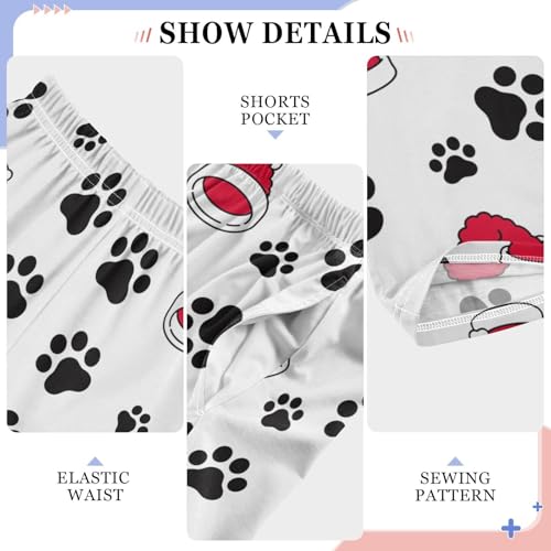 Boys' Pants Christmas Hat Dog Paw Long Bottoms Jogger Pants Elastic Waist Trousers with Pockets S-XL4