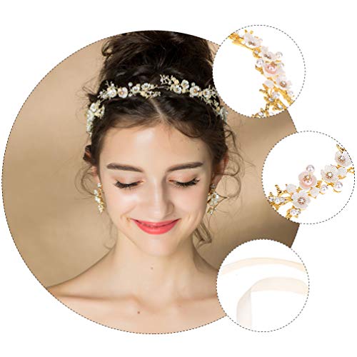 Beaupretty Flower Headband Bride Hair Wreath Wedding Hair Decorations Wedding Accessory Bride Headdress Garland Headwear Headwear Bridal Headdress - Thumbnail 6