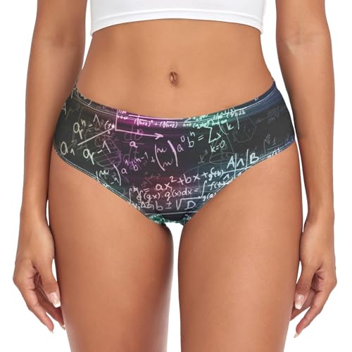 Dallonan Women's Underwear Brief Breathable Soft Fiber Knickers Math Science Formula Colorful Medium