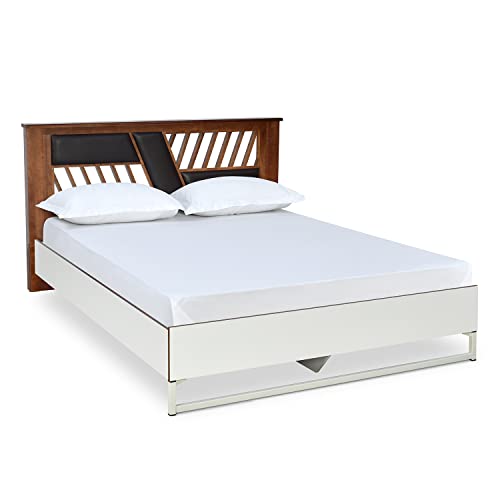 Image of Nilkamal Zion Meta Without Storage | 1 Year Warranty Engineered Wood King Bed (Finish Color - White, Delivery Condition - Knock Down)