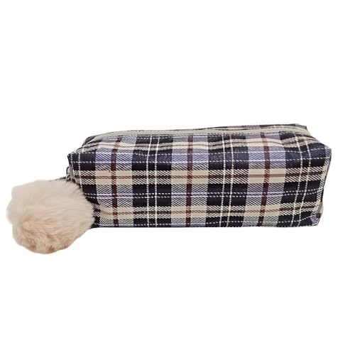 Estojo Escolar Daterra Xadrez QD Azul Marinho