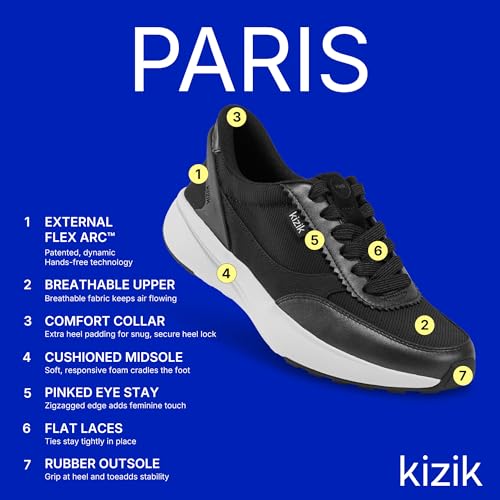 Kizik Womens Shoes: Paris - Comfortable, Breathable, Casual Slip On Sneakers, Full Grain Tumbled Leather, Hands Free Convenience for Walking & Running3
