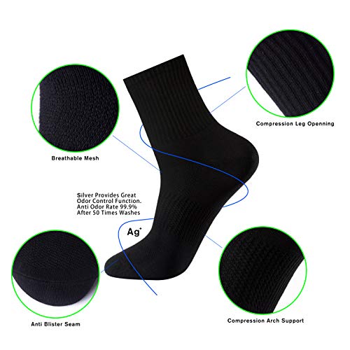 Men's Anti Sweat Odor Resistant Quick Dry Sports Quarter Crew Low Cut Cotton Hiking Running Socks3