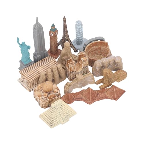 JTLB 17PCS Miniature Ancient Building, Global City Landmarks, Egyptian Pyramid Model Kit, World City Figurines - Image 2