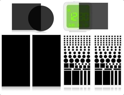 Emezddo 4 fogli di pellicola dimmer per luci a LED, pellicola autoadesiva oscurante 50%~80%, adesivo oscurante con 100 forme, utilizzato per dispositivi elettronici router sveglia luminosa