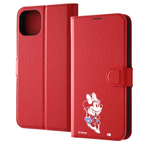 イングレム iPhone 15 Plus ケース ディズニー 手帳型 レザーケース シンプル マグネット ミニーマウス_sitting2