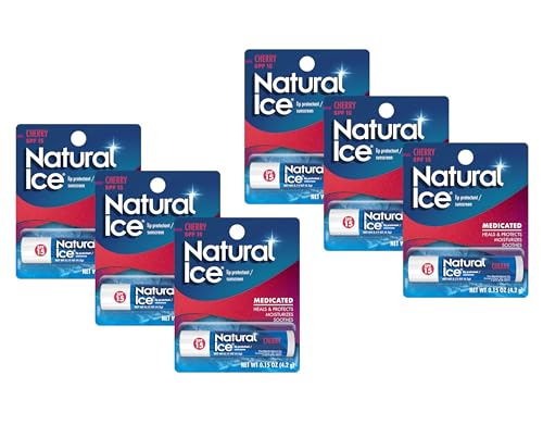 Mentholatum Natural Ice Cherry SPF 15 Medicated Lip Balm 0.15 Ounce (Pack of 6)