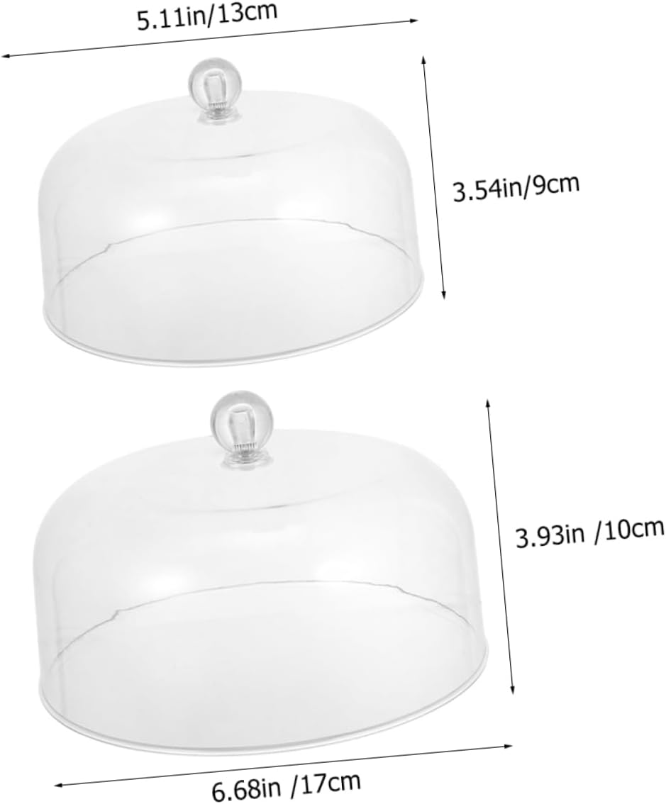 SHOWERORO 2pcs Acrylic Cake Cover Multi-function Dessert Domes Reusable Food Protector for Daily Use for Parties and Barbecues Lightweight and Portable Kitchen Accessory