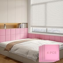 Yutianli 3D Anti-Collision Wall Padding for Kids Peel and Stick Headboard Wall Panels Pack of 4 Sized 11.8"x 11.8" Pink Self-Adhesive Panels for Playroom Bedroom Upholstered Wall