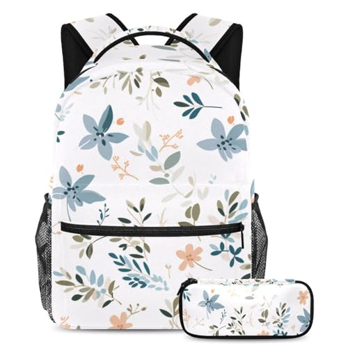 Ensemble de cartables adolescents motif floral bleu contre le désordre
