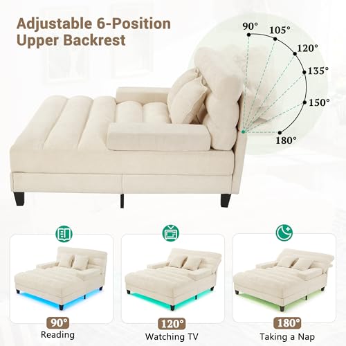 Sillón Lounge Chenille Beige Ajustable miniatura 3