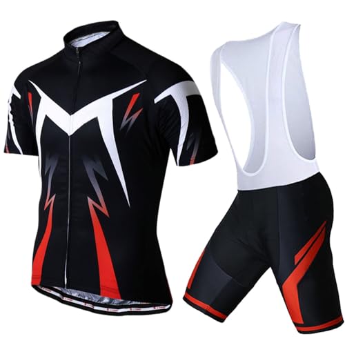 RUMAOZIA Conjunto de maillot de ciclismo para hombre de manga corta y pantalón de ciclismo, transpirable y de secado rápido, camiseta de ciclismo para hombre, ropa de ciclismo para bicicleta de