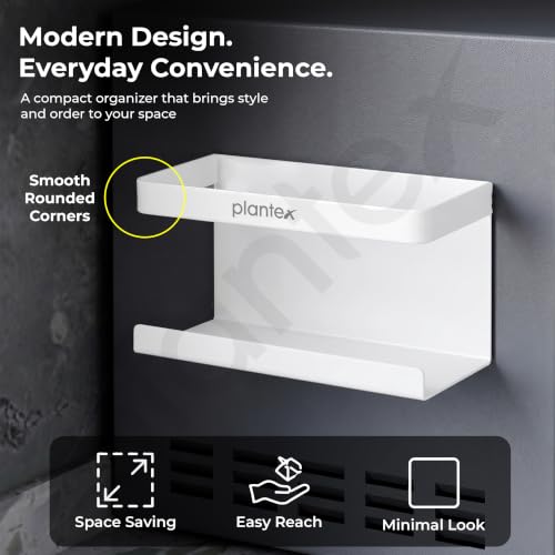 Image of Plantex Refrigerator Side Storage Rack /Carbon Steel Magnetic Shelf for Fridge /Kitchen Rack Organiser /Spice Rack - (White)