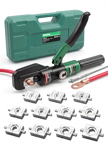 Growlush Hydraulic Cable Crimping Tool, Battery Cable Terminal Crimper 12