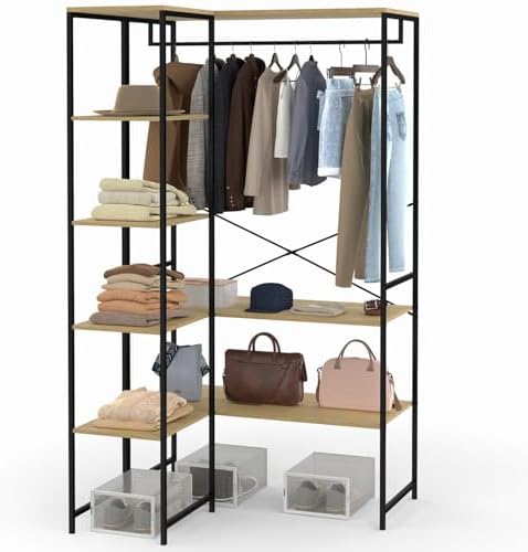 IDMarket - Dressing d'angle modulable double penderie L. 90/123 c...