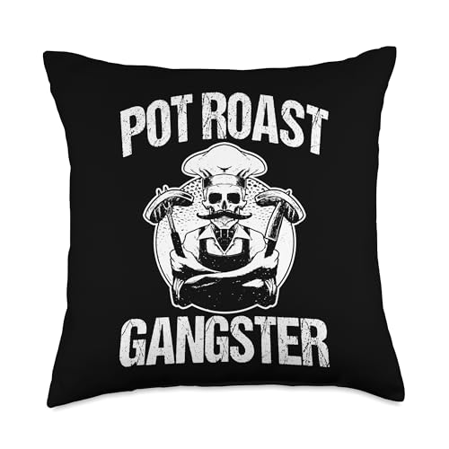 Funny Pot Roast Gangster Cooking Wear Slow Cooking Love Meat Throw Pillow
