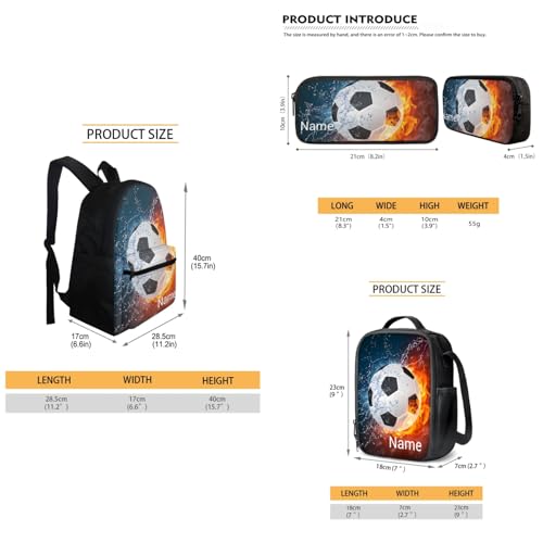 For U Designs CUSTOMJGK-1 Kids Backpack Fire Soccer Print School Bags For Boys With Tote Lunch Bags Pencil Box 3 In 1 Custom Name Book Bags thumb #3