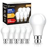 JandCase B22 LED Glühbirne 100W, 13W A60 LED Leuchtmittel, ultrahell, 1200LM, Warmweiß 3000K, entspricht 100 W Glühbirne, B22 Bajonettsockel, B22 Energiesparlampe, nicht-dimmbar, 6er Pack