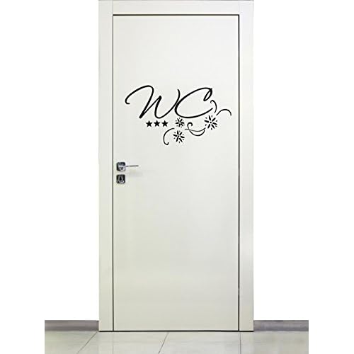 timalo® Türaufkleber WC | Wandtattoo Toilette Text Aufkleber Tür Bad 72017-58x29 cm mit Sternen, Beschriftung Badezimmer