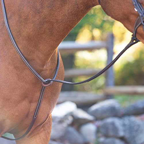 Equinavia Saga Adjustable Leather Standing Martingale With Stainless Steel Hardware (Stopper Not Included) - Chocolate Brown - Horse #TOP1