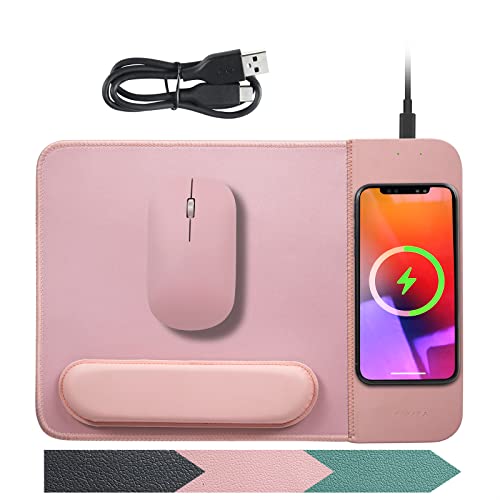 VIVIYA 15W Wireless Charging Mouse Pad with Detachable Wrist Support, ...