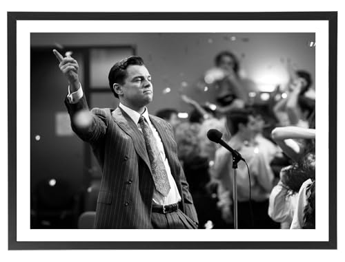 Tableau Le loup de Wall Street 70x50 cm avec cadre noir pour déco cinéma