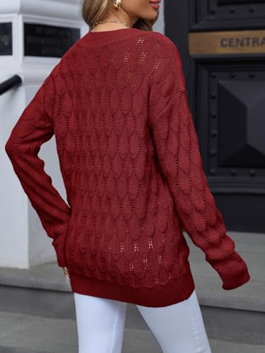 Image of Women's V Neck Long Sleeve Pullover Sweater Lightweight Knit Sweaters Novelty Sweaters