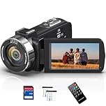 Videokamera 4K Camcorder 48MP mit IR Nachtsicht, 18X Digitalzoom 30FPS Video Kamera Recorder, 3.0-Zoll-LCD Touchscreen Webcam Vlogging Camera für YouTube mit Fernbedienung, SD-Karte und 2 Akkus