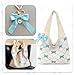 JeVenis Pink Crochet Tote Coquette Bow Aesthetic Hobo Bag for Women Beach Mesh Knitted Shoulder Bag Boho Shoulder Handbag (Blue)