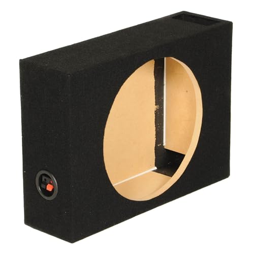 QPower Single 12-Inch Vented Shallow Subwoofer Box – Audio Box Enclosure with Black Carpet Exterior – Solid 5-8-Inch MDF Construction