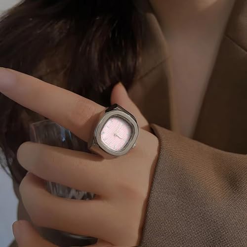 Image of Shocknshop Analog Fashion Stainless Steel Square Silver Ladies Ring Watch for Women -W165