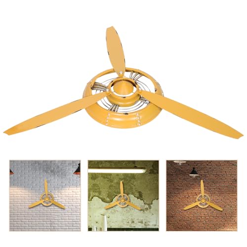 Décoration murale hélice d'avion jaune rétro pour salon industriel