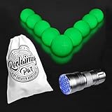 Reclaiming Par Glow in The Dark Golf Balls, Practice Golf Balls for Backyard, Golf Accessories for Adults, Pack of 9Pcs Night Light Floating Golf Balls, UV Flashlight and White Drawstring Bag