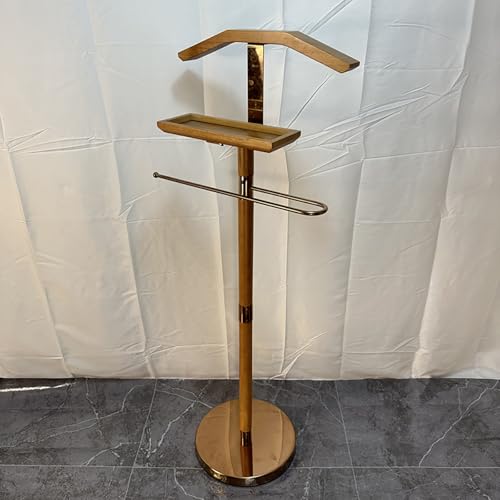 Nordivo Valet para Trajes de Hombre, Valet de Madera Independiente, Perchero de Abrigos y Pantalones con Barra para Pantalones y Bandeja para Corbata/Cinturón, Va let Portátil para Oficina