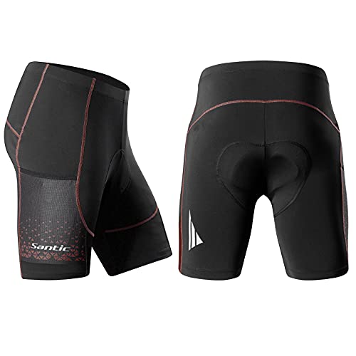 Santic Pantalones Cortos Ciclismo Hombre Acolchado Corta Pantalones Bicicleta con Almohadilla Estío Rojo EU L - imagen 2
